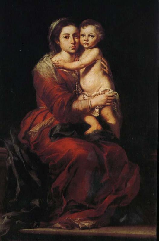 Bartolome Esteban Murillo Rosary of the Virgin Mary holding roses oil painting image